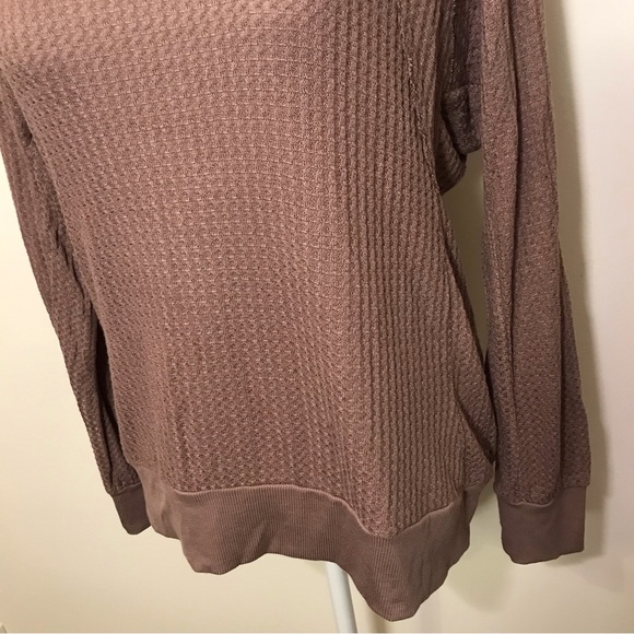 Anthropologie Jane + Delancey Thermal Waffle Knit Relaxed Fit Brown Top Small - Picture 2 of 10